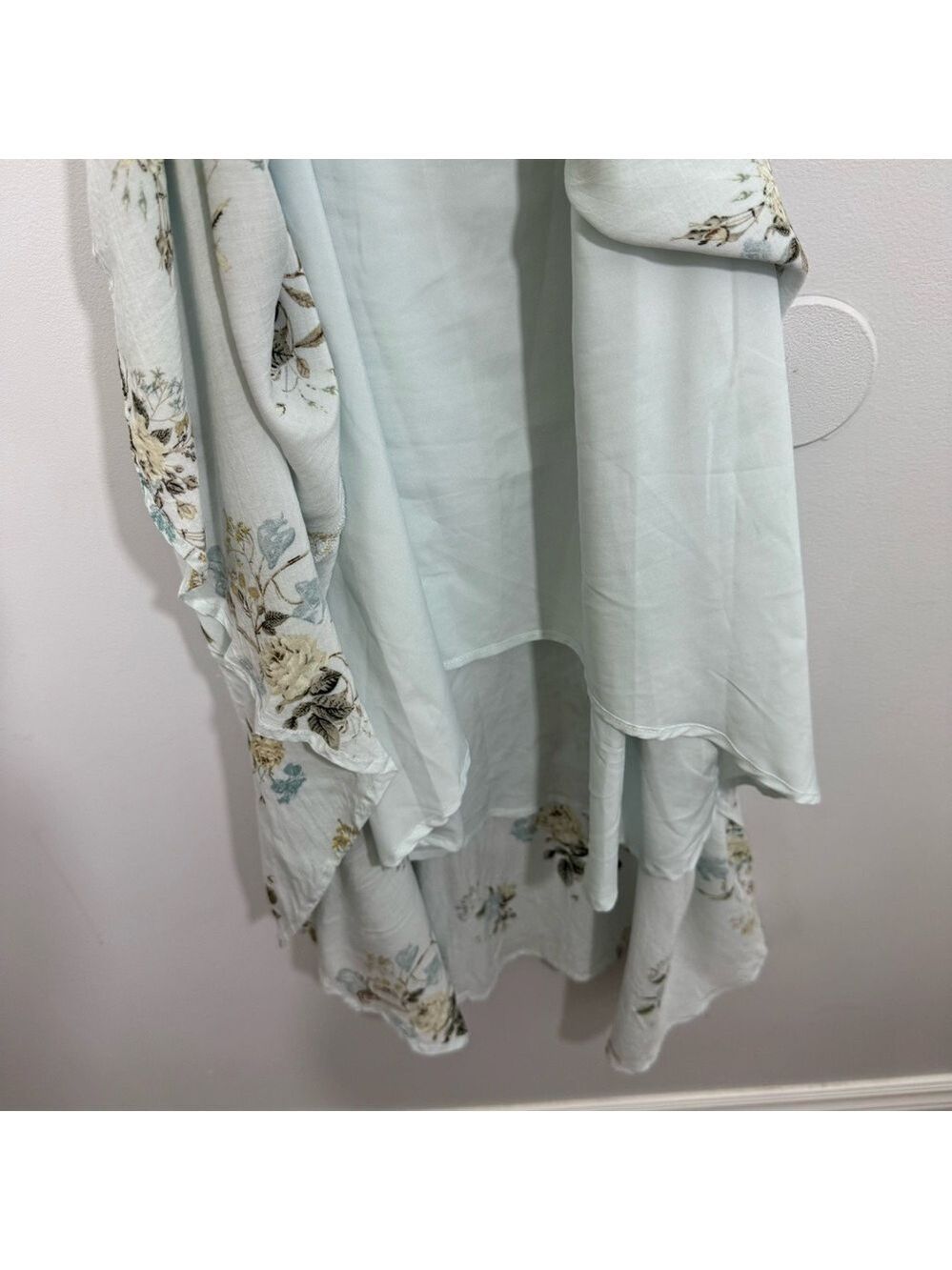 Cleo Petites Blue Floral Midi Dress 14P Wrap Style Sleeveless Ruffle Hem Garden - Picture 8 of 15